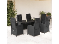 Juego de comedor de jardín de 7 piezas con cojines de mimbre negros de DKD Home Decor