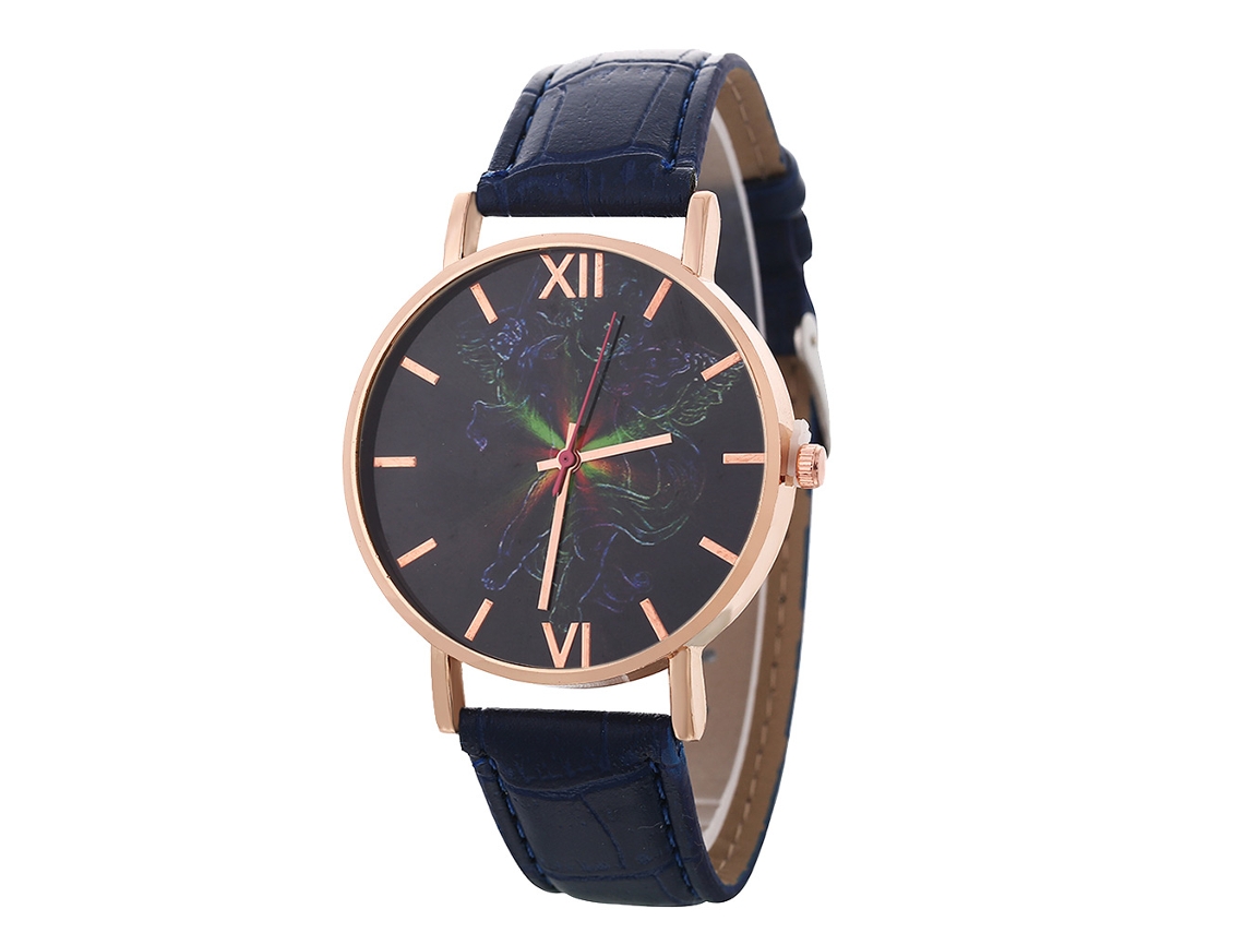 Reloj De Pulsera De Aleación Con Dial Redondo Analógico De Cuarzo Fashion (azul Real)