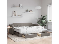 Sofá Cama Nido Con Cajones Tela Gris Taupe 90x200 Cm