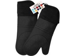 2026-40400-guantes De Horno De Silicona Largos Resistentes Al Calor 450°f Con Forro Acolchado Y Agarre Antideslizante, 1 Par, Negro