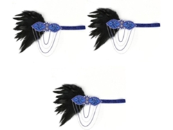 Diadema De 3 Piezas Con Flecos Y Cadena, Elegante Accesorio Azul Para Bodas Con Plumas Para Fotos.