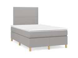 Cama Box Spring Con Colchón Tela Gris Claro 120x190 Cm