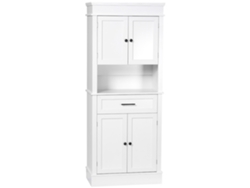 Aparador De Cocina, Mueble De Cocina Multifuncional Con 2 Armarios, 2 Puertas, Cajón, Nicho, Tablero De Partículas Mdf, Color Blanco E1.