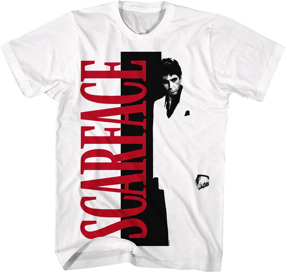 Camiseta Unisexo DEEPSTONE Tony Montana Poster Scarface Blanco (XXL)