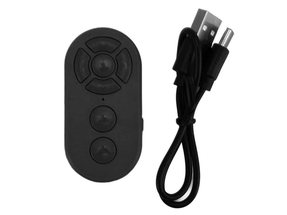 Control remoto Bluetooth para desplazamiento de páginas, disparador de cámara y grabación de vídeo para teléfonos Android - Negro