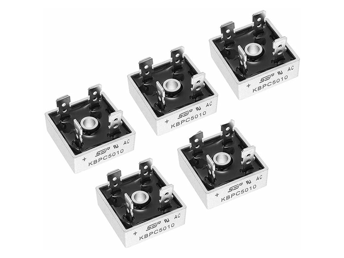 5 diodos rectificadores de puente Kbpc5010 de 50 A y 1000 V, 4 pines para placa de circuito.