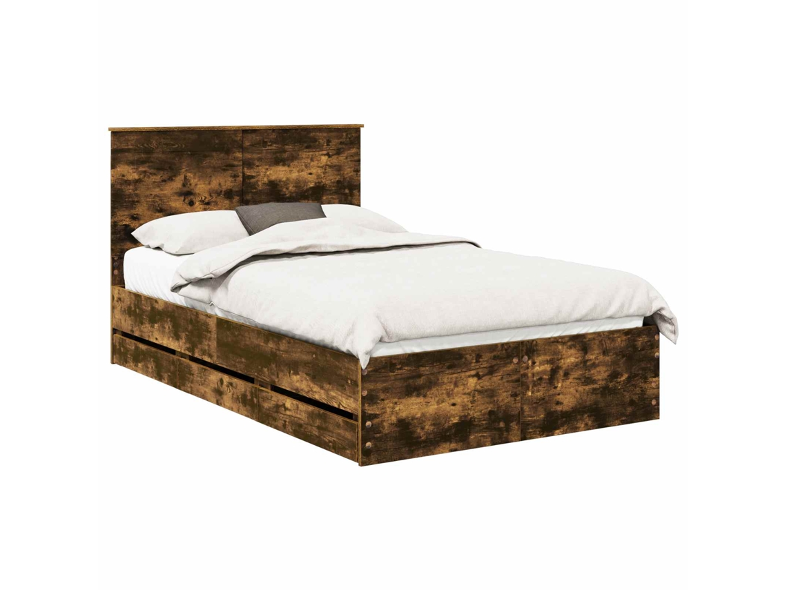 Maison Exclusive - Estructura De Cama Roble Ahumado 120 X 190 Cm Madera Ingenieril