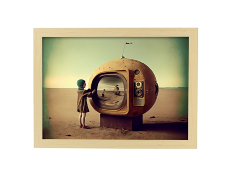NACNIC Poster Plano Y Amarillo En Estilo Surrealismo Cinematográfico Ilustraciones Y Grabados De Historieta Abstracta Y Artística A4 Marcos Madera