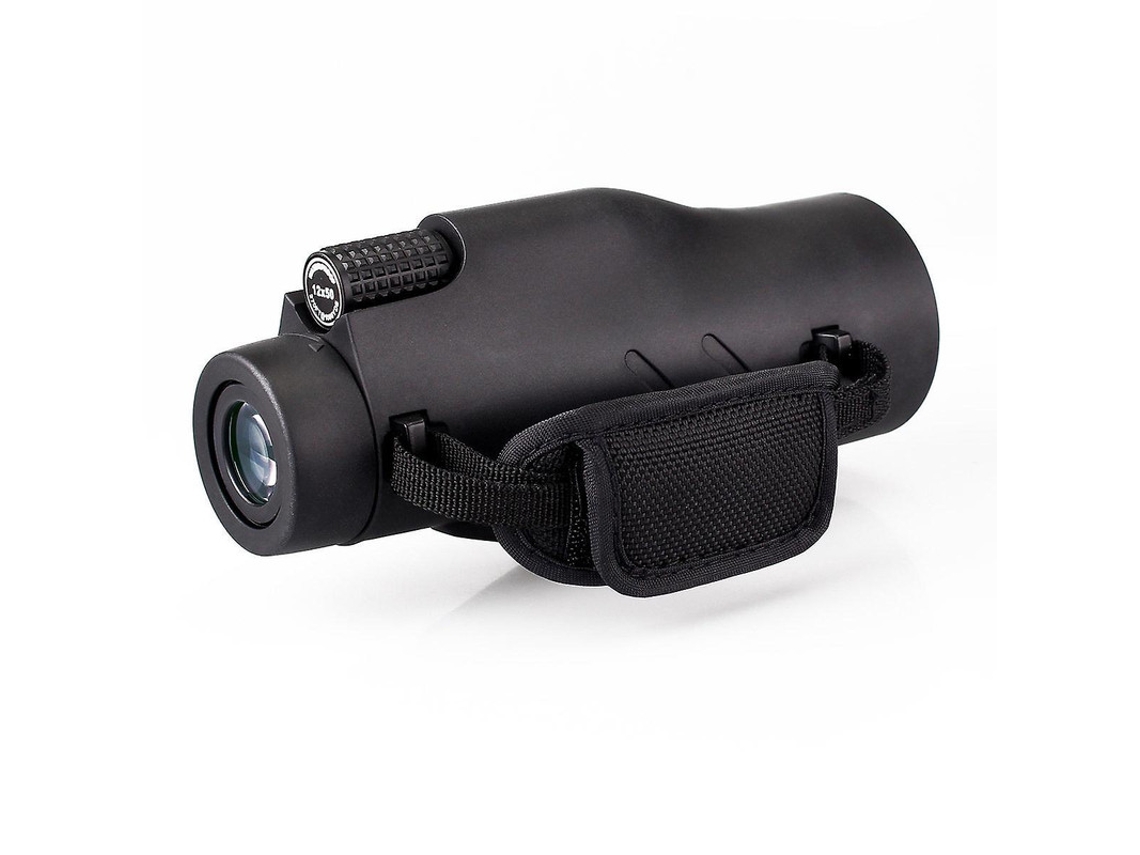 Telescopio monocular 12x50 HD Bak4 Prism FMC IP68 con mango antivibración para vida silvestre, senderismo, acampada, color negro Yizhood