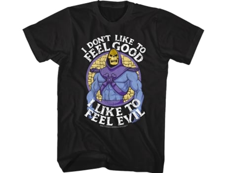 Camisetas Unisex DEEPSTONE Skeletor I Like to Feel Evil Masters of the Universe Negro (XXL)