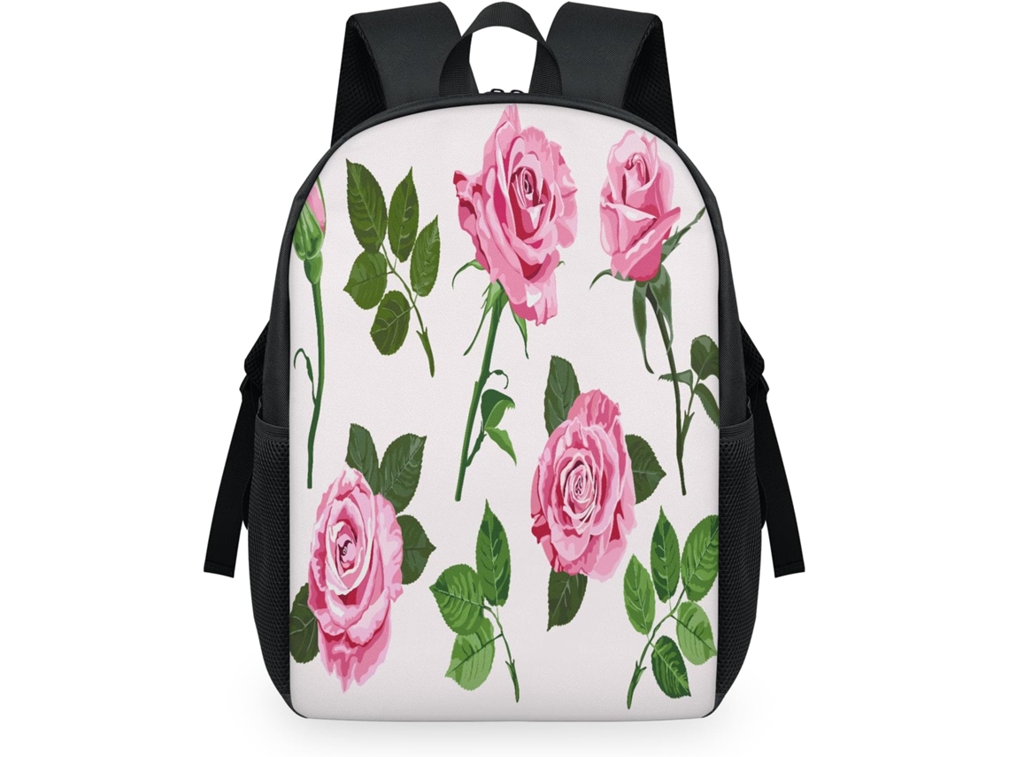 Mochila Tropicallife con estampado de rosas para niños, tamaño 32,5 x 15