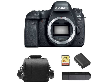 Cámara CANON EOS 6D II + Tarjeta SD 64GB + Bolsa + Batería LP-E6N + Lector de Tarjetas SD (Full Frame) | Worten.es