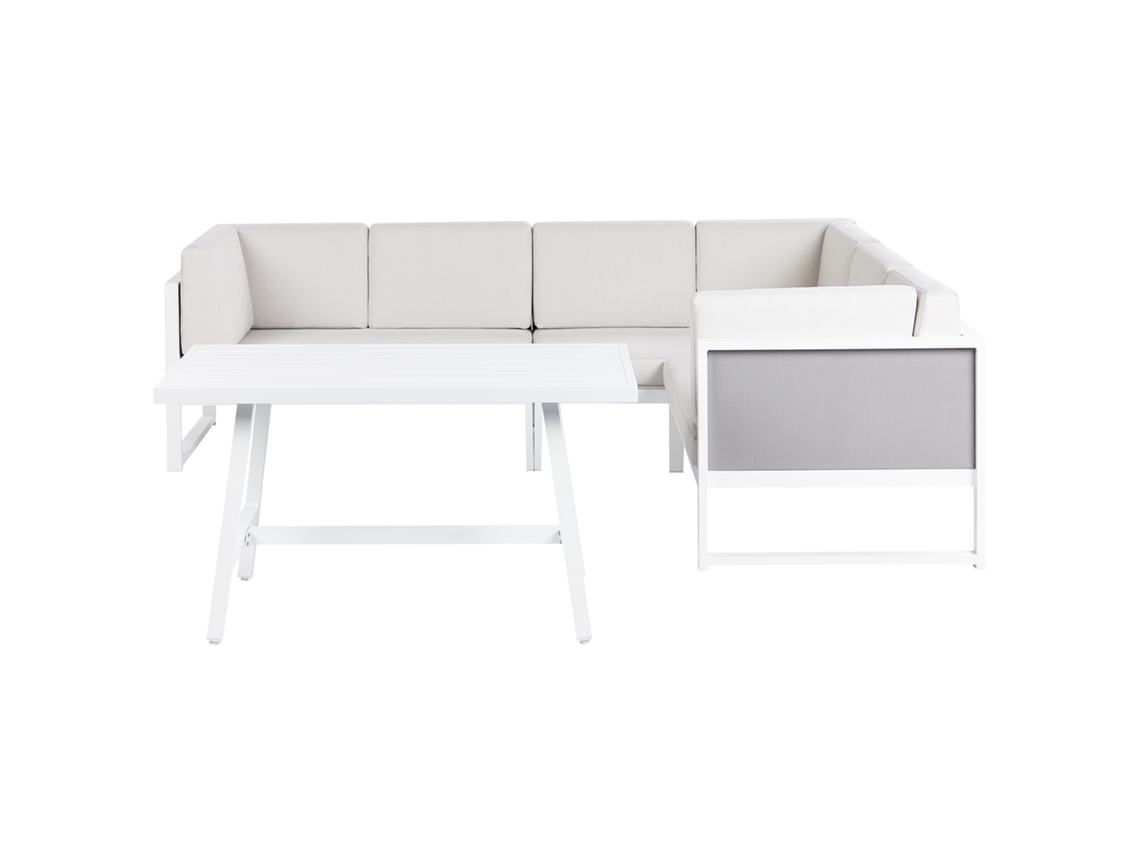 Conjunto de Sala de Estar para Jardín BELIANI Castella/Fratte de Aluminio Blanco 250X205X65