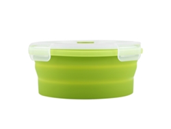Fiambrera Bento De Silicona Plegable De 800 Ml, Color Verde Claro, Apta Para Microondas.