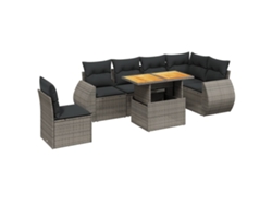 Maison Exclusive - Set De Sofás De Jardín 7 Piezas Con Cojines Ratán Pe Gris