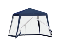 Gazebo de Jardim 3x3m com 4 Painéis Laterais, Mosquiteiro com Zíper, Proteção Uv, Impermeável para Pátio Externo, Eventos e Festas Azul