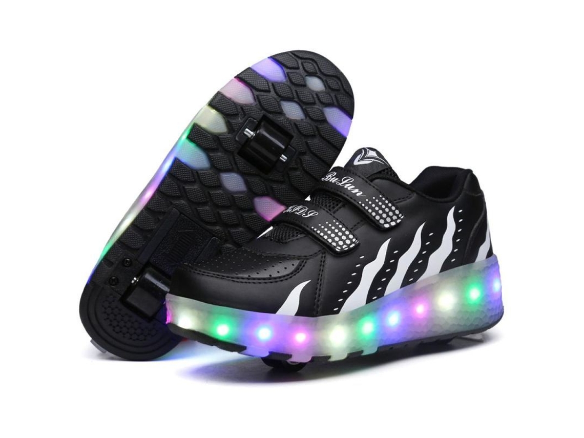 2026-zapatos Niños Con Ruedas Luces Led Patines Deportivos Regalo Cumpleaños Navidad Rxr 28 (dentro De 18 Cm) Negro