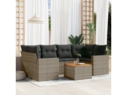 Conjunto de sofás de jardín de 7 piezas DKD Home Decor con cojines de mimbre gris