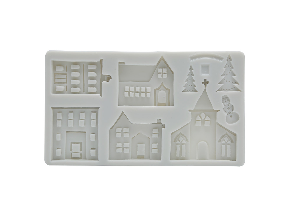 Molde De Silicona Castillo Navideño Para Pasteles Chocolate Arcilla Decoración Cocina