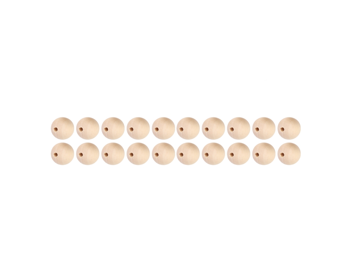 5 Bolsas De Cuentas Redondas De Madera Hechas A Mano De 22 Mm Para Accesorios De Collar