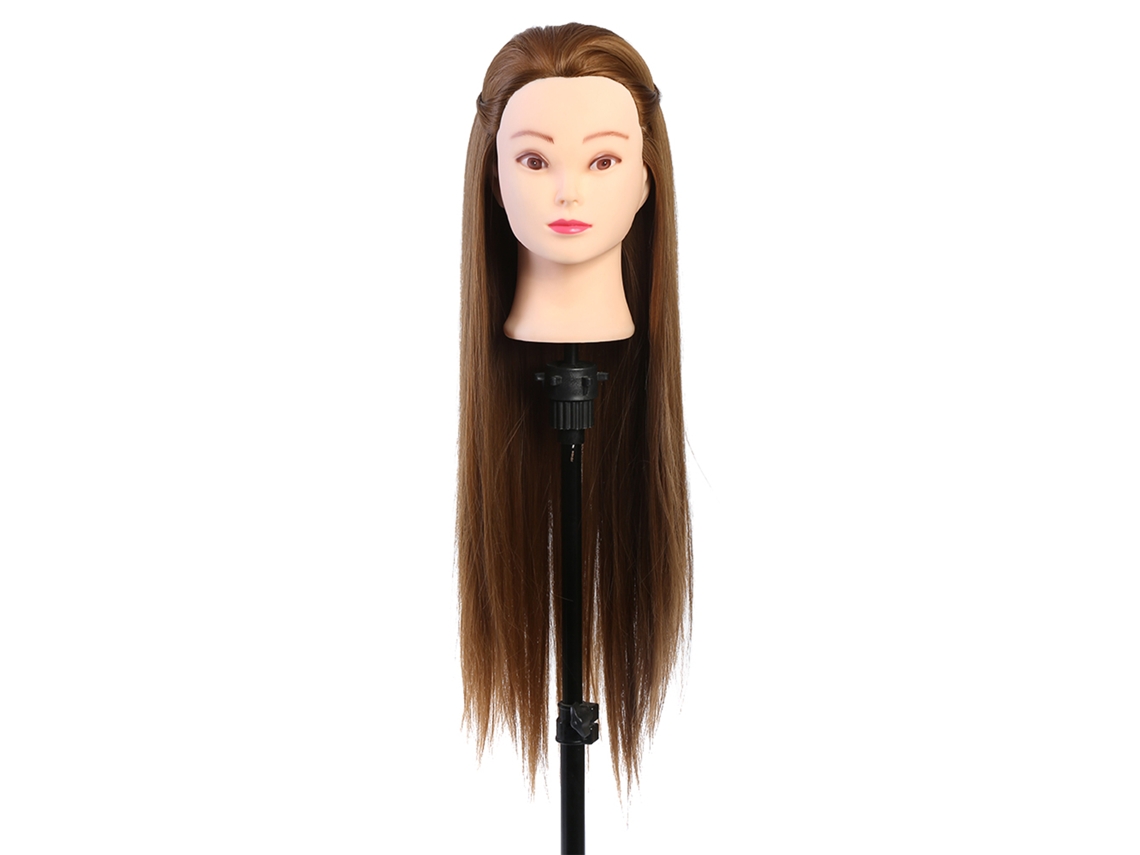 Cabeça De Boneca Para Treinamento De Maquiagem E Cabeleireiro Cabelo Castanho Dourado Fibra Resistente A Alta Temperatura