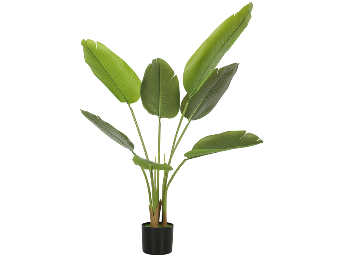 Planta Artificial Decorativa 109 Cm Bananera Artificial Con Maceta Y Hojas Para Interior Verde