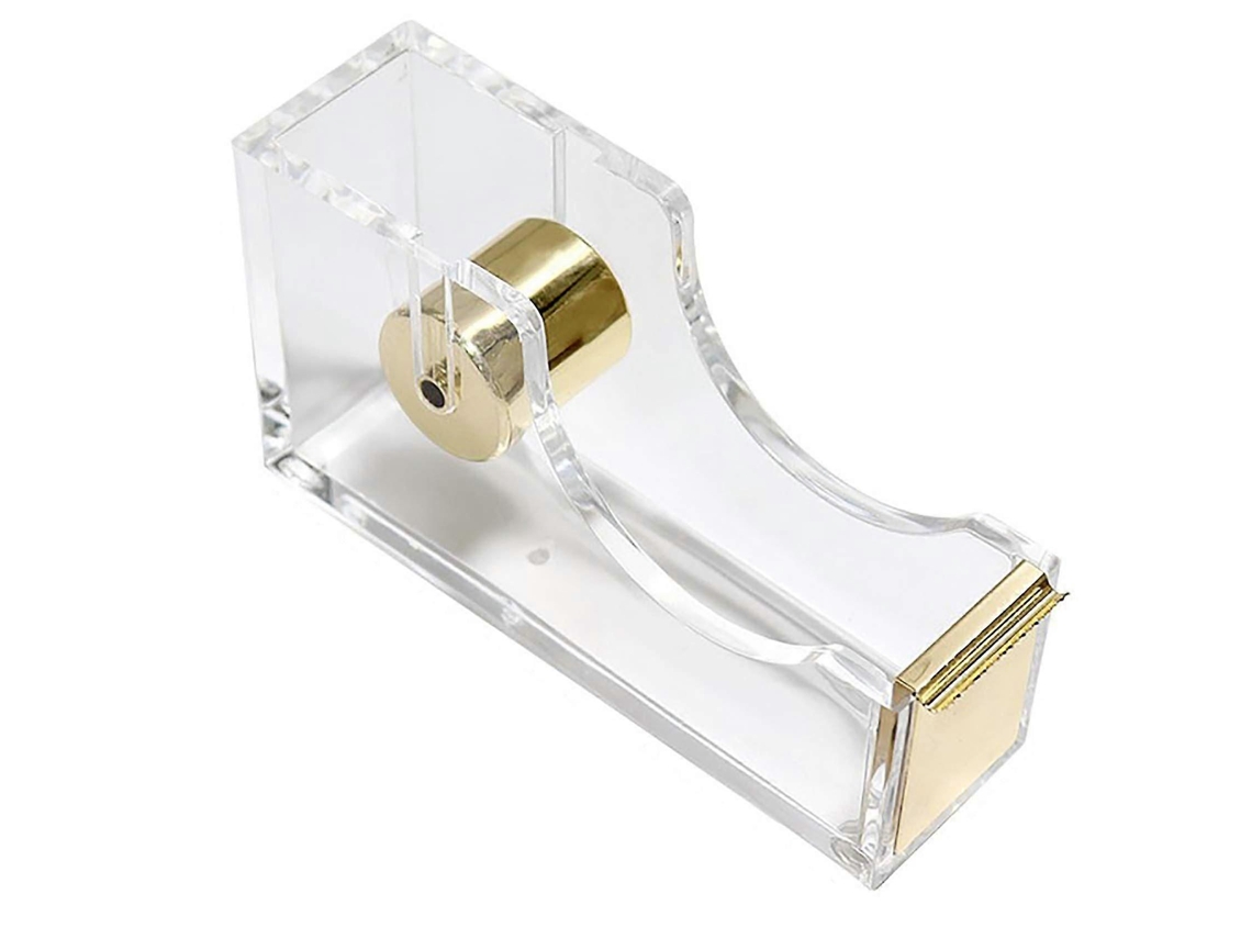Dispensador de cinta adhesiva de acrílico transparente, cortador de cinta, material de oficina, antideslizante, fácil de usar, 12 x 6,5 x 3,5 cm, GOKOCO