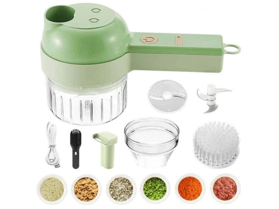 Cortadora De Verduras Eléctrica 4 En 1, Procesador De Alimentos Doméstico Multifuncional
