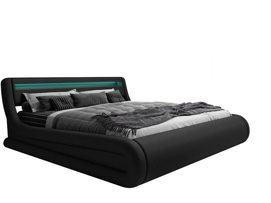 Cama con Colchón Texas BEAUTIFUL MUEBLES Ruedas (Compatible con Colchón: 180x200 cm - Melamina - Negro - Plataforma Elevadora)