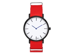 Reloj De Moda Para Parejas Con Correa De Nylon Dial Redondo Cuarzo (rojo)