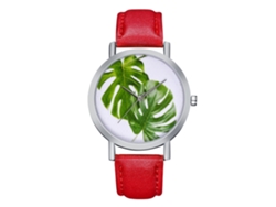 Reloj De Pulsera De Aleación Para Mujer Con Esfera Redonda, Movimiento De Cuarzo Analógico, Color Rojo.
