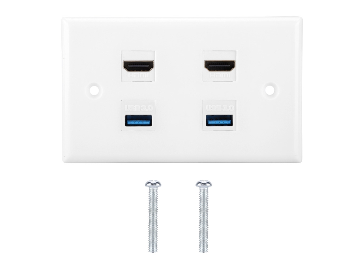 Cubierta De Acoplador Hdmi De 2 Puertos Usb 3.0 Para Audio Y Video, Placa De Pared Para Hdtv