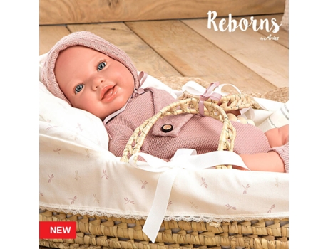 Muñeco ARIAS Arias Reborns 45 cm Avana c/ Canastilla Mimbre (Edad Mínima: 3 Años - 31 x 21,5 x 53,5 cm)
