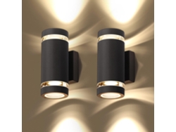 Aplique de pared LED para exteriores, resistente al agua IP65, iluminación moderna de pared 3000k, 2 piezas circulares negras PRIME KANG