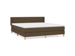 Maison Exclusive - Cama Box Spring Con Colchón Tela Marrón Oscuro 180x200 Cm