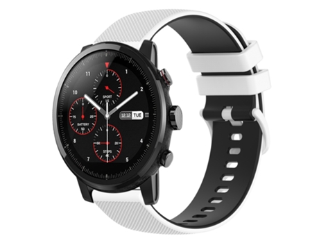 Correa smartwatch para Amazfit Stratos 22mm silicona a cuadros bicolor (blanco + negro)