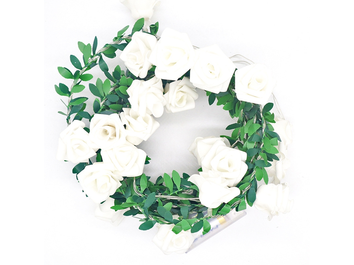 Luces LED de enredadera rosa de 2,98 m con 20 bombillas, luces navideñas con flores para decoración y guirnaldas DIY.