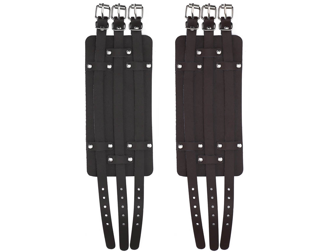 2 Pulseras Anchas De Cuero Ajustables Estilo Retro Punk En Color Negro Y Marrón.