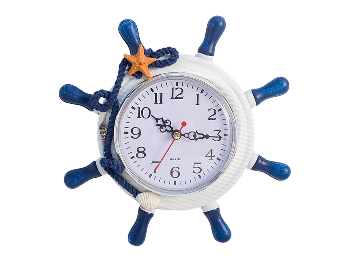 Reloj de pared estilo mediterráneo, reloj silencioso de dirección con volante Kofihety
