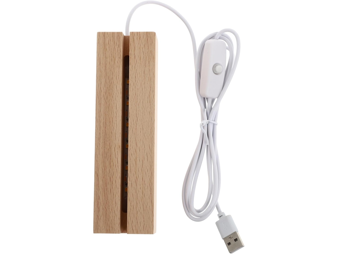 Base De Luz Decorativa Usb De Madera De Haya Led Para Lámpara, Iluminación Cálida Para Dormitorio Y