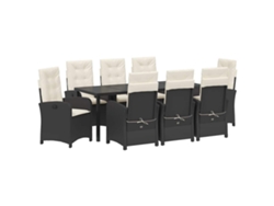 Maison Exclusive - Conjunto De Comedor De Jardín 9 Pcs Negro Ratán Sintético