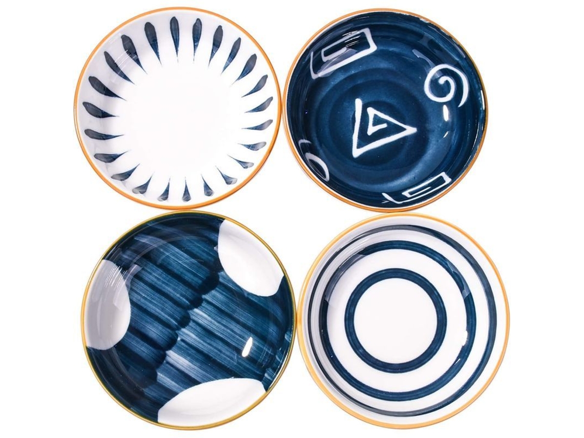 Set De 4 Platos De Salsa Japoneses, Cuencos Para Dipping De Cerámica De Alta Calidad
