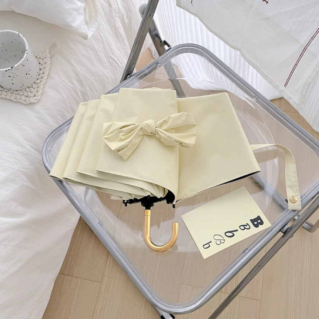 Paraguas Compacto Con Mango De Gancho (amarillo), Protección Uv, Diseño Atractivo, Pequeño Y Portátil.