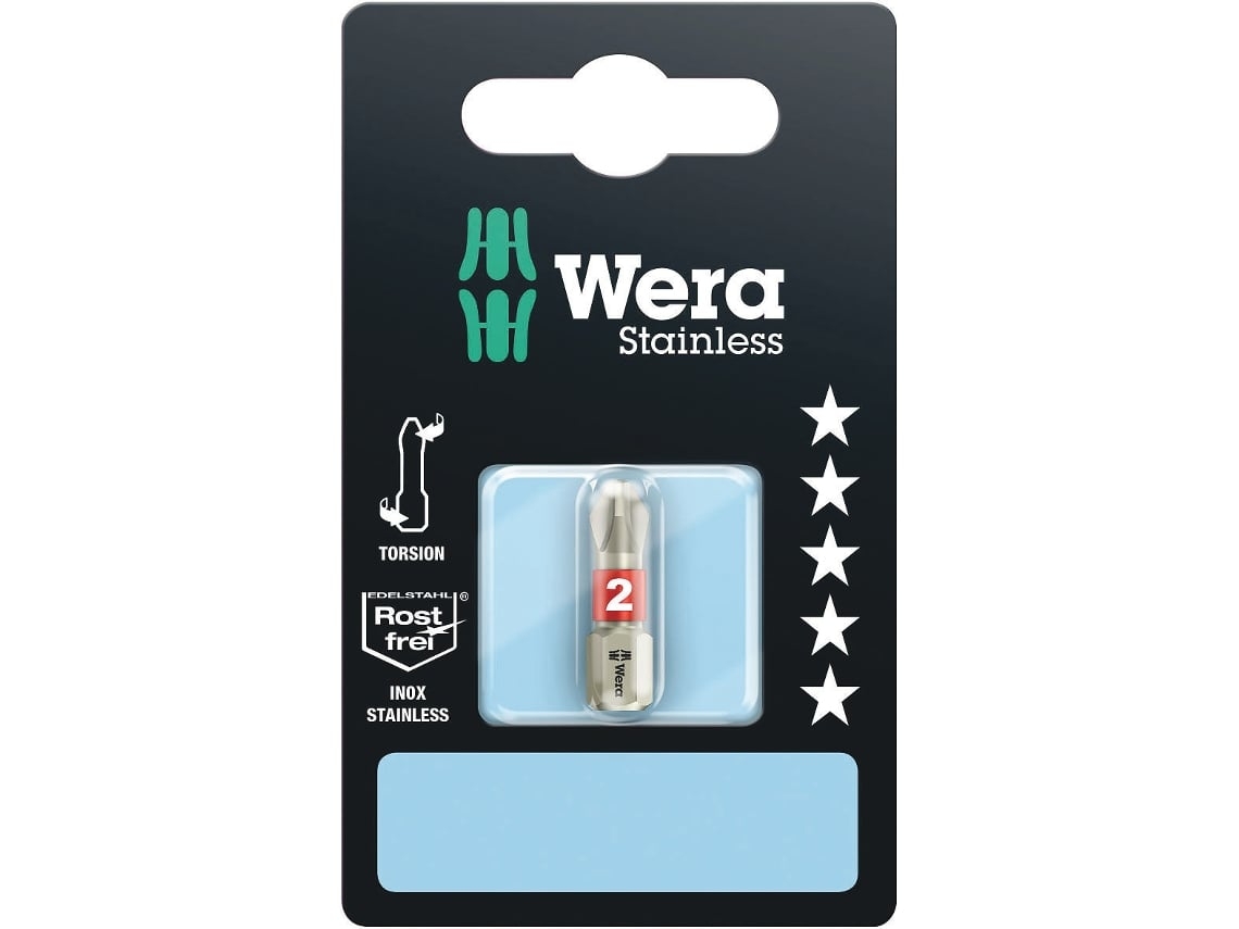 Punta Phillips, zona de torsion, acero inox 3851/1 TS PH 1 x 25 mm SB WERA 05073610001