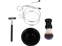 Kit De Barbear Masculino De 4 Peças Com Tigela De Aço Inoxidável