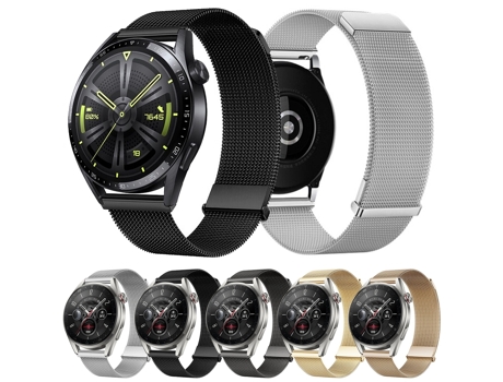 Correa de reloj inteligente para Huawei Watch GT 2e / GT 42 mm/46 mm Milan Malla de acero magnética dual (oro rosa)