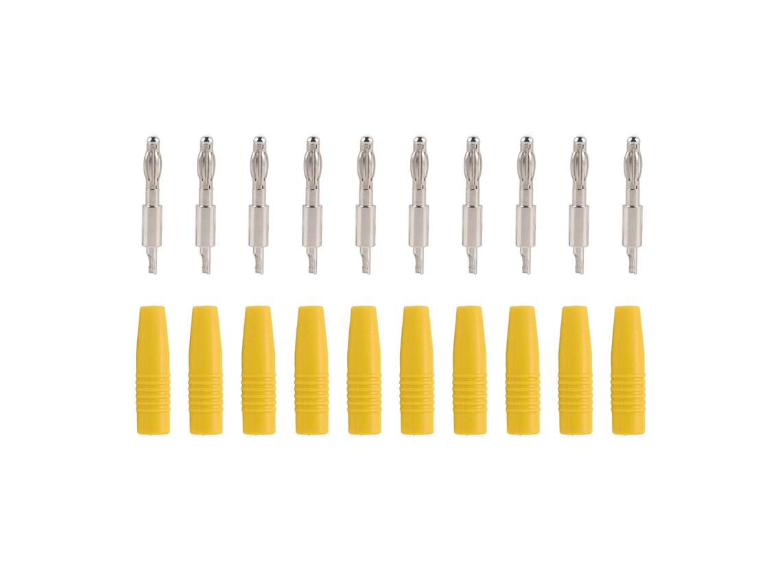 Paquete De 10 Conectores Banana De 4 Mm Para Soldar, Adaptador De Conector Macho 22.040 Para Multímetro, Cable Amarillo De Alto Rendimiento.