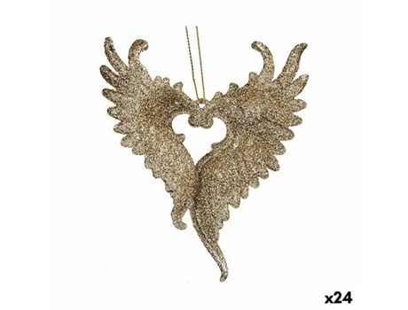 Conjunto de Adornos de Navidad KRIST Adorno Navideño Alas Ángel Plástico Beige - 24un (2.5x12X13cm)