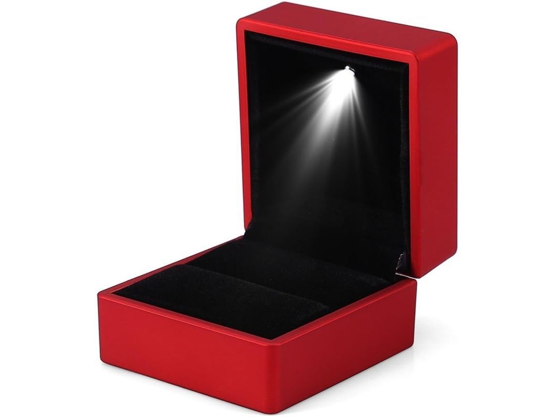 Caja Para Anillos De Moda Con Luz Led, Organizador De Joyas Para Anillos (rojo)