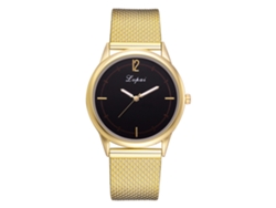 Reloj De Moda Para Mujer Con Correa De Silicona Y Esfera Redonda De Aleación Dorada.